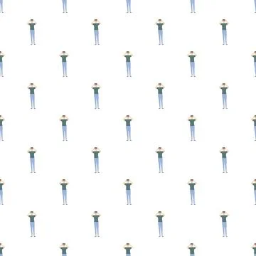 Stressed man suffering from headache seamless pattern Stock Illustration