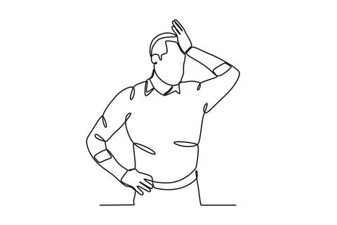 A stressed man thinks Stock Illustration