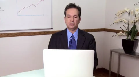 Stressed Man working at Laptop computer Stock Footage 40844369