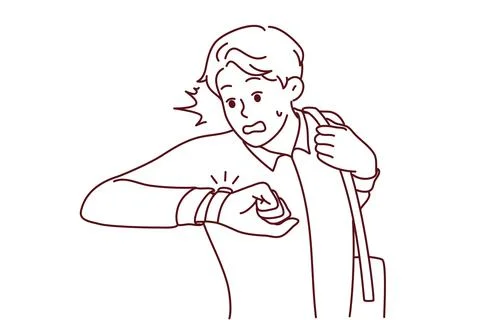 Stressed man worry about deadline Stock Illustration