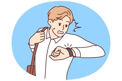 Stressed man worry about deadline Stock Illustration