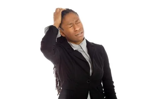 Stressed model pulling hairs Stock Photos