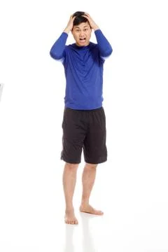 Stressed model pulling hairs Stock Photos