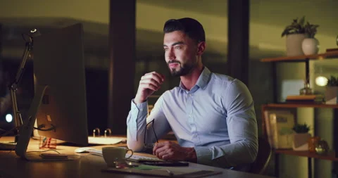 Stressed office manager with headache and high blood pressure working overtime Stock Footage 255258194