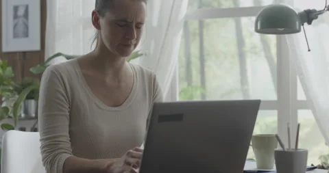 Stressed office worker with neck pain Stock Footage 151166733