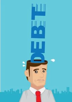 Stressed Out by Debt Vector Cartoon Illustration Stock Illustration