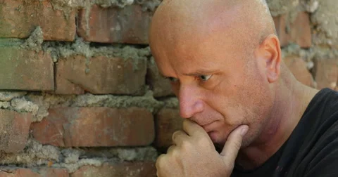 Stressed People Looking Far Away Disappointed Man Concerned Solitude Expression Stock Footage 61452468