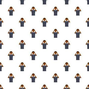 Stressed person holding head repeating pattern background Stock Illustration