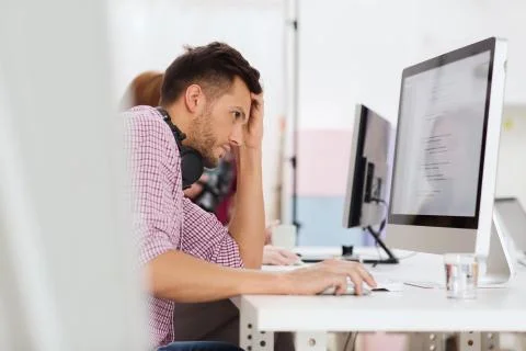 Stressed software developer at office Foto stock