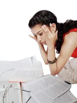 Stressed student over white Stock Photos