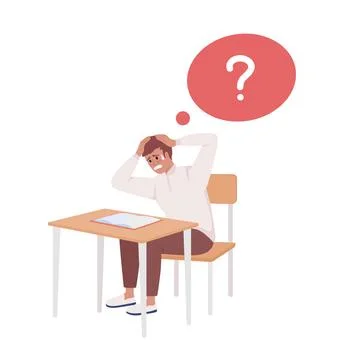 Stressed student semi flat color vector character Stock Illustration