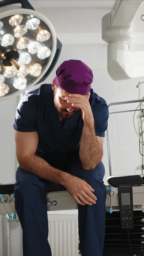 Stressed Surgeon in Vertical Video Stock Footage 316211707
