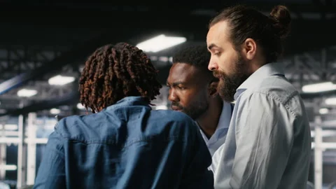 Stressed technicians in server room fighting each other after hacking attempt Stock Footage 310783371