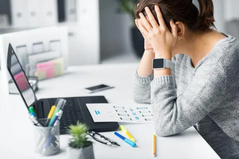 Stressed web designer with user interface layout 스톡 사진