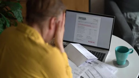 Stressed woman having financial problems with paying bills. Stock Footage 340276063