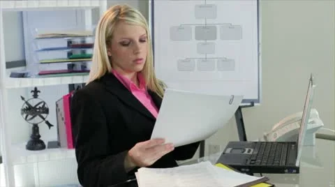 Stressed woman at work Stock Footage