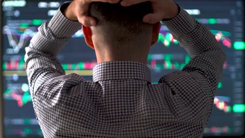 Stressed young businessman watching computer screens With Hands On Head. Stock Footage 199094136