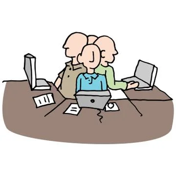 Stressful crowded workplace environment Stock Illustration