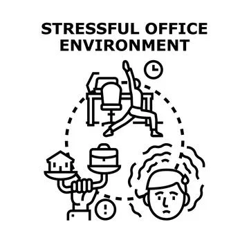 Stressful office work environment concept vector illustration Stock Illustration