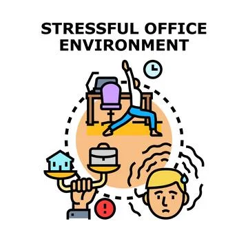 Stressful office work environment concept vector illustration Stock Illustration