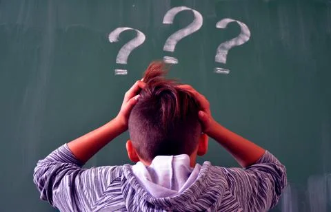 Stressful student trying to solve a problem Foto stock