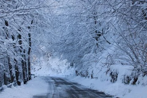 Stret with snow Stock Photos