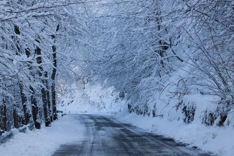 Stret with snow Stock Photos