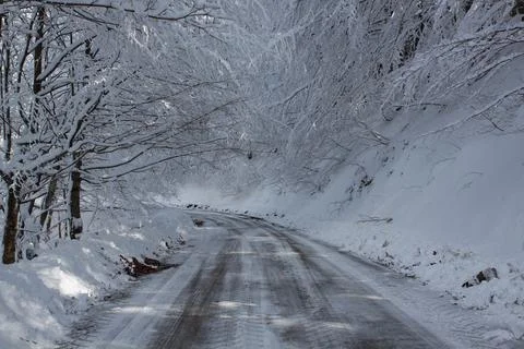Stret with snow Stock Photos