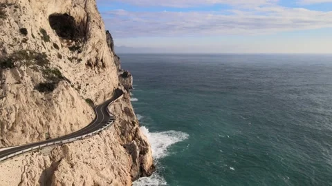 Stretch of Via Aurelia del Malpasso, between Noli and Varigotti Stock Footage 149014599