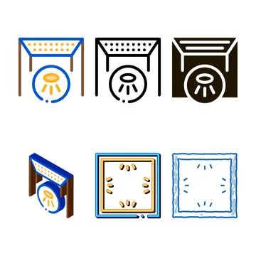 Stretch ceiling with lamps icon vector outline styleset Stock-Illustration