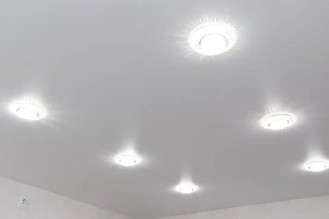 Stretch ceiling with LED lights Stock Photos