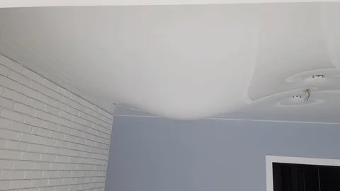 Stretch ceiling in the room filled with water. Stock-Footage 128292773