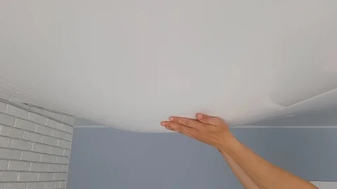Stretch ceiling in the room filled with water. Stock-Footage 128292911