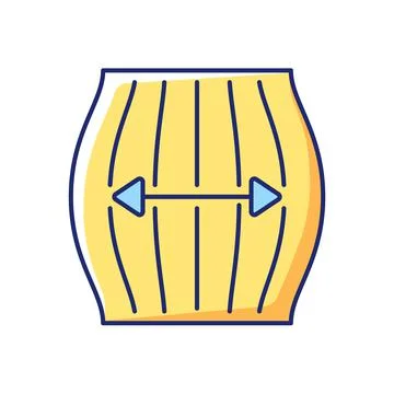 Stretch fabric property vector flat color icon Stock Illustration