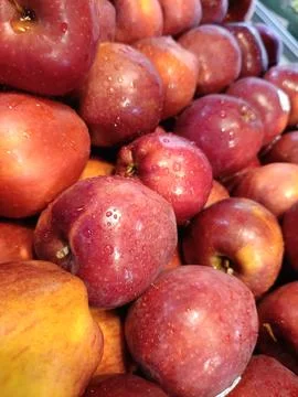 A stretch of fresh red apples Stock Photos