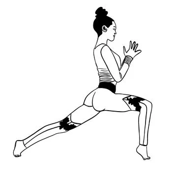 Stretch with a lunge forward and to the side. Stock Illustration