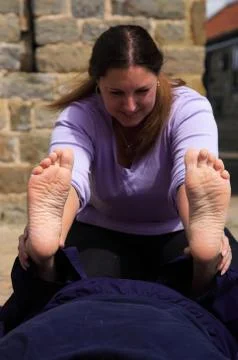 Stretch to the quadriceps Stock Photos