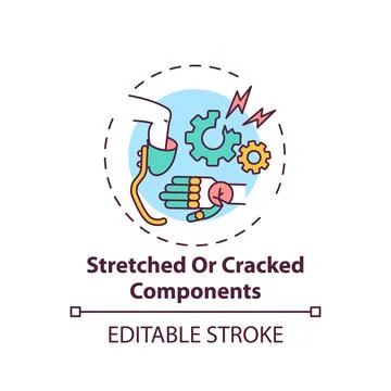 Stretched and cracked components concept icon Illustrazione stock
