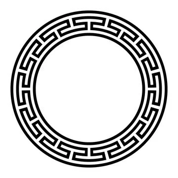 Stretched meander pattern, circle frame and decorative border Stockillustratie