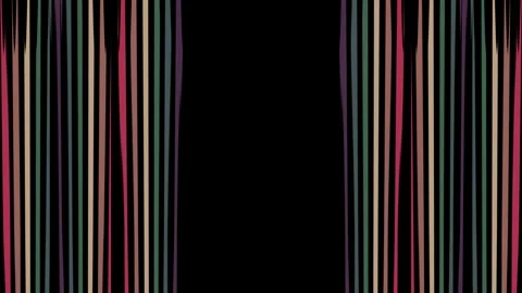 Stretched straight thin bars on side of screen in retro 70s 80s stylized bg Stock Footage 320551499