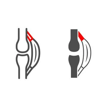 Stretched tendon line and solid icon, body pain concept, strain vector sign on Stock Illustration