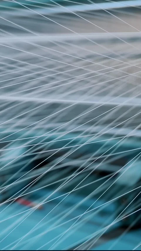 Stretched threads. close-up. dyeing and drying of threads. fabricating cloth Stock Footage 314791373