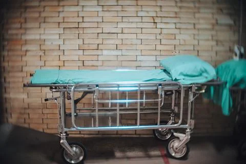Stretcher bed. multi functional aluminium or stainless ambulance stretcher be 写真素材