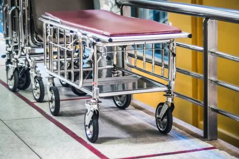 Stretcher bed. multi functional aluminium or stainless ambulance stretcher be 写真素材
