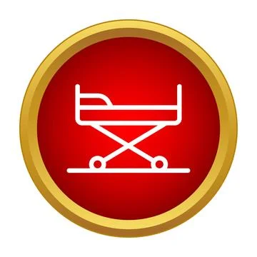 Stretcher icon on a red button symbolizing emergency services Stock Illustration