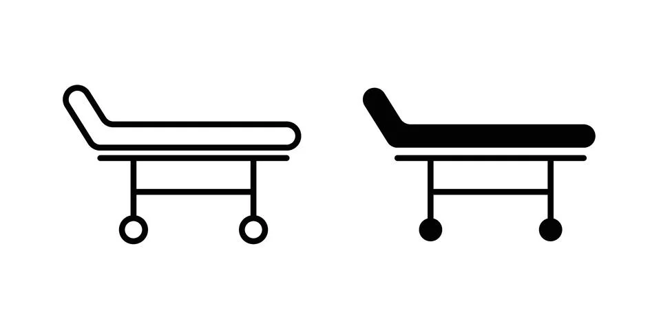 Stretcher icon silhouette vector set. thin line pack イラスト素材