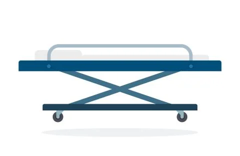 Stretcher on wheels vector flat material design isolated object on white Stock Illustration