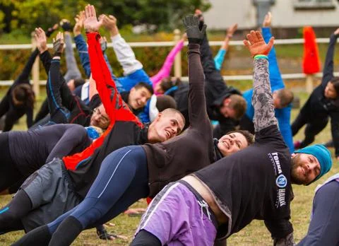 Stretching after a workout. Stock Photos