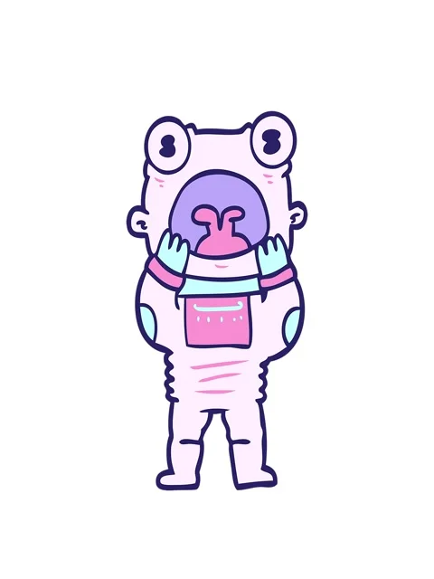 Stretching up animation of cartoon alien gasping in surprise Stock Footage 324288659