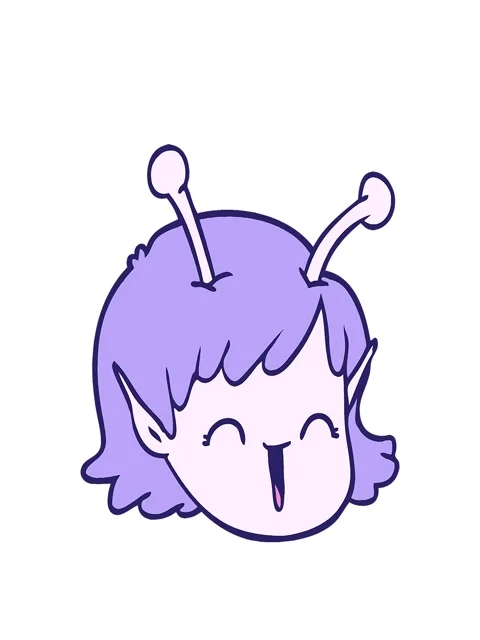 Stretching up animation of cartoon alien space girl face design Stock Footage 324084302